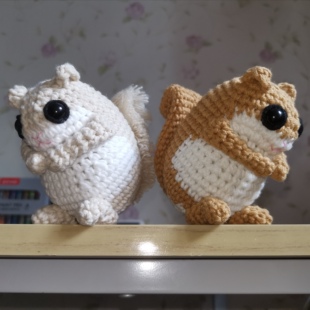 两只小飞鼠 鼯鼠 寒号鸟 幽蓝树海原创 钩针图解 制作教程 含视频