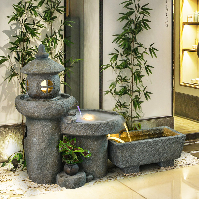 假山流水喷泉摆件庭院水景阳台鱼池室内景观造景玄关露台花园布置,家居饰品,装饰摆件,淘宝优惠券,粉丝福利购,淘宝优惠卷