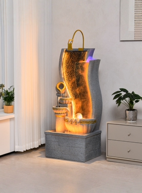 欧式流水喷泉加湿器客厅玄关落地假山摆件招财室内轻奢循环水景观