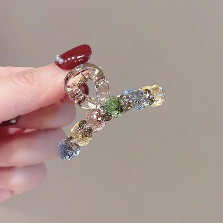 网红时尚彩色仿水晶小号抓夹