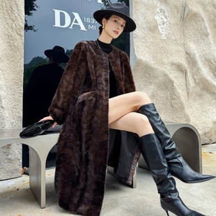 2025新款海宁裘皮长款水貂女貂皮大衣皮草外套过膝年轻款皮草大衣