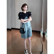 爵莱菲大码胖mm牛仔2025夏季新款韩版时尚气质显瘦百搭连衣裙女