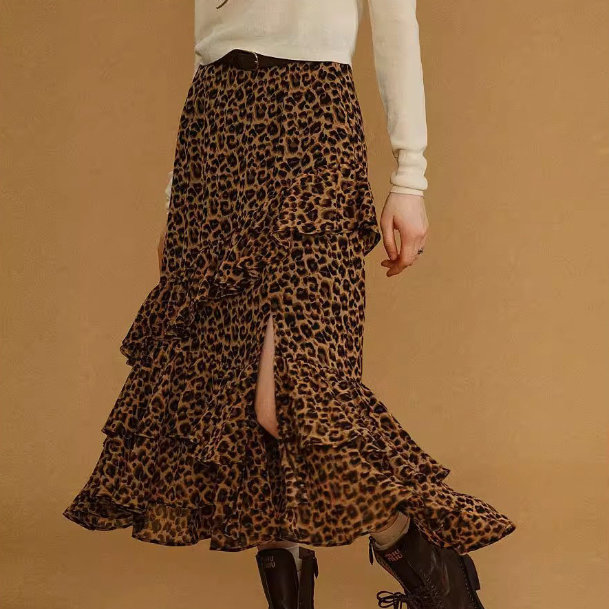 爵莱菲大码2026年春季新款豹纹印花雪纺鱼尾半身裙胖mm,女装/女士精品,大码半身裙,淘宝优惠券,粉丝福利购,淘宝优惠卷