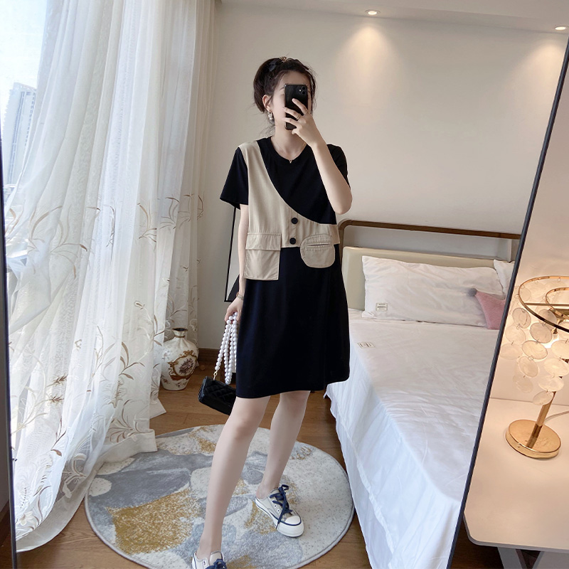 T恤大码拼接时尚炸街遮肚宽松