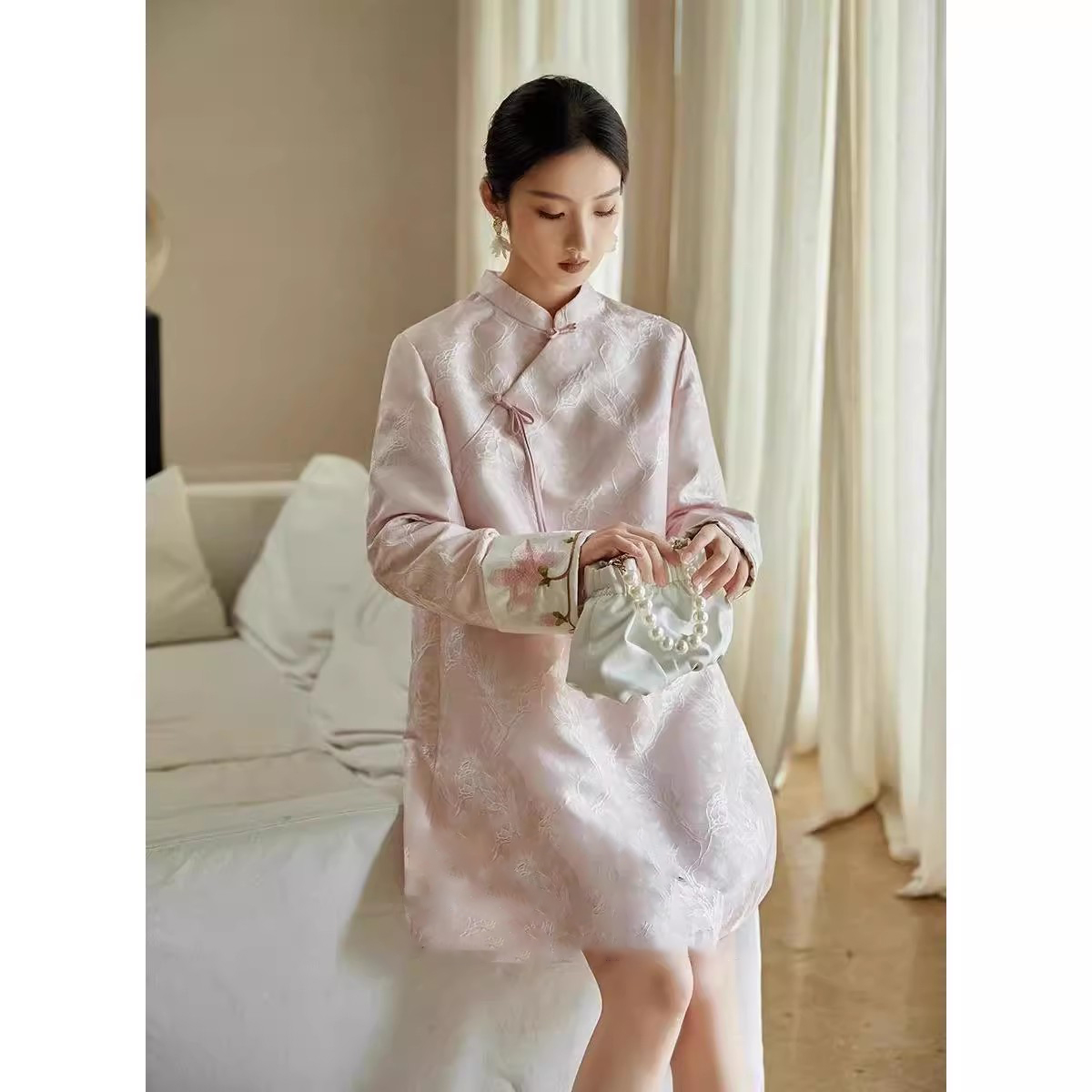 爵莱菲大码2025春秋大码女装新中式国风旗袍裙气质宽松显瘦连衣裙