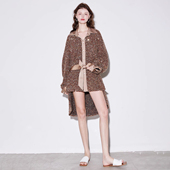 爵莱菲大码 繁复亮片圈圈呢高级设计oversize率性时髦精衬衫 连衣裙