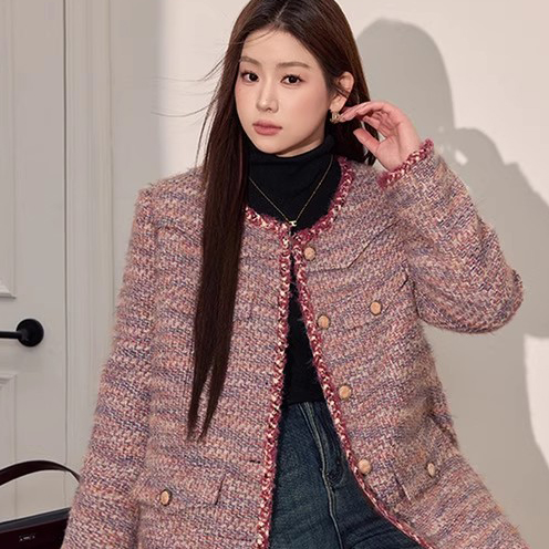 爵莱菲大码女装90白鸭绒小香风羽绒外套冬新款气质保暖编织上衣