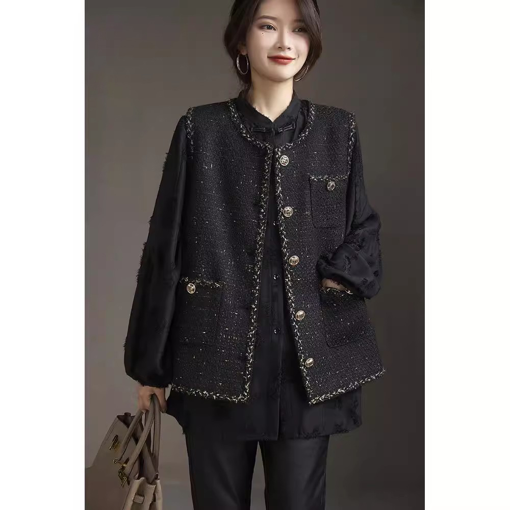 爵莱菲大码小香风亮丝马甲女2025欧洲站气质减龄上衣新款时尚外套