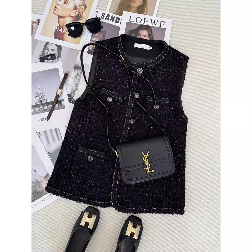 爵莱菲大码小香风轻奢精致高级感粗花呢无袖马甲背心女2025春秋