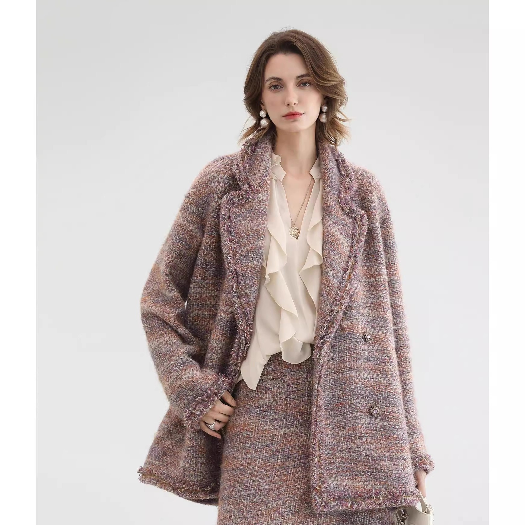 BHTMO大码胖m小香风毛呢外