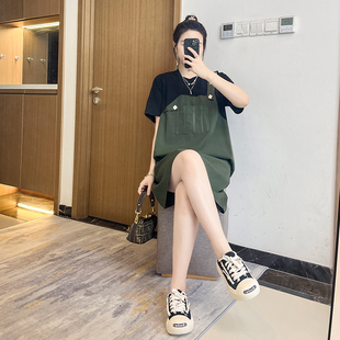 韩版 休闲巨显瘦大码 2025拼接假两件短袖 新款 胖mm 连衣裙女夏季 大码