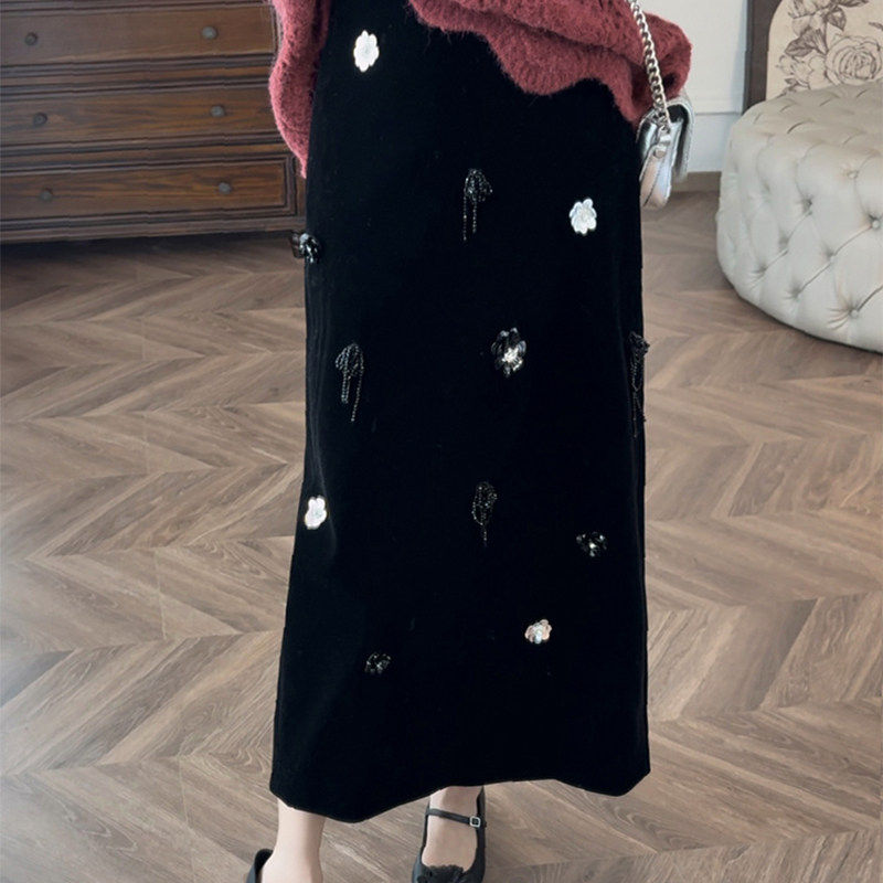 爵莱菲大码胖mm显瘦2026新款立体定位定珠黑色直筒丝绒开叉半身裙,女装/女士精品,大码半身裙,淘宝优惠券,粉丝福利购,淘宝优惠卷