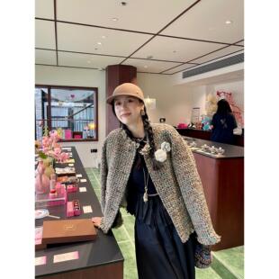 爵莱菲大码 毛呢外套女 胖mm秋冬50羊毛粗花呢小香风外套2025新款
