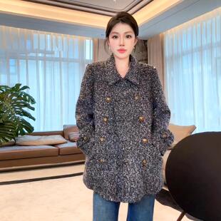 爵莱菲大码胖mm羽绒内胆轻薄小香系90白鹅绒粗花呢羽绒服外套冬