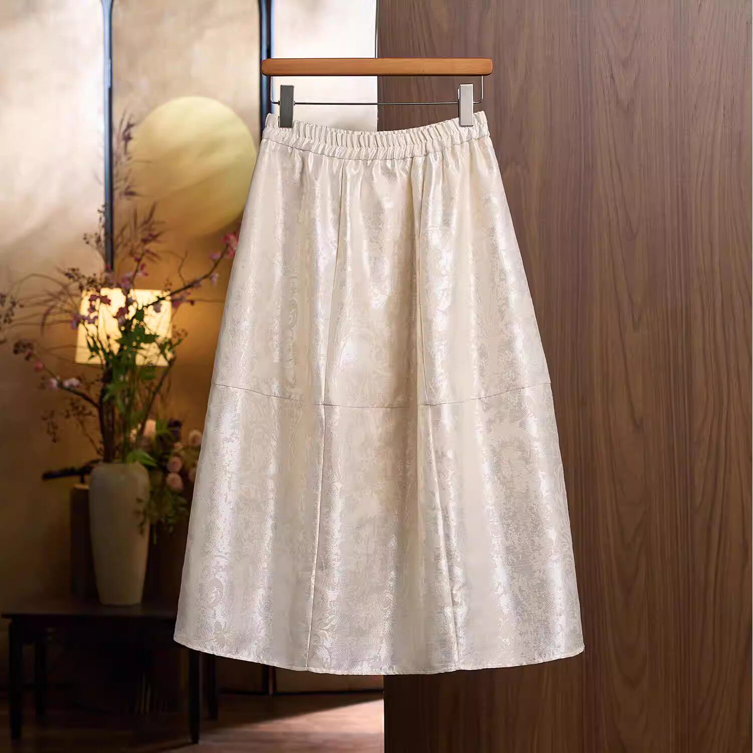 爵莱菲大码新中式亚麻松紧腰半身裙女装春季新款国风高腰显瘦百搭