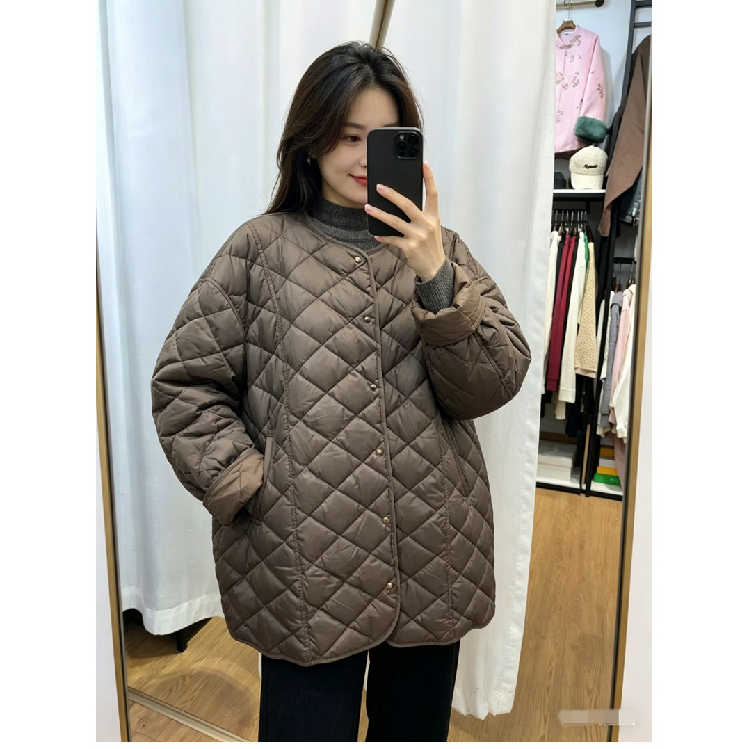中长款保暖轻型圆领羽绒服女外套