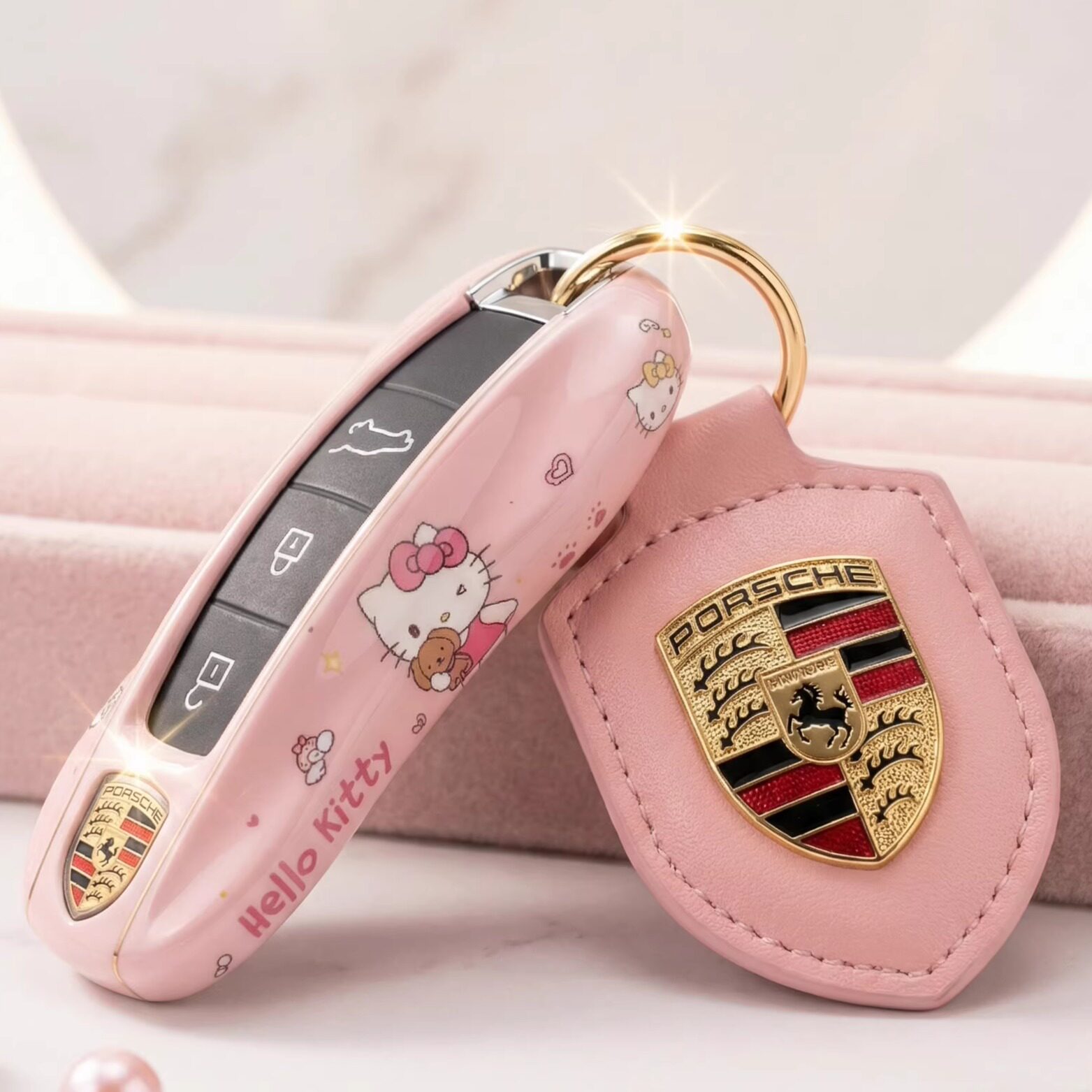 保时捷HelloKitty粉色可爱钥匙壳