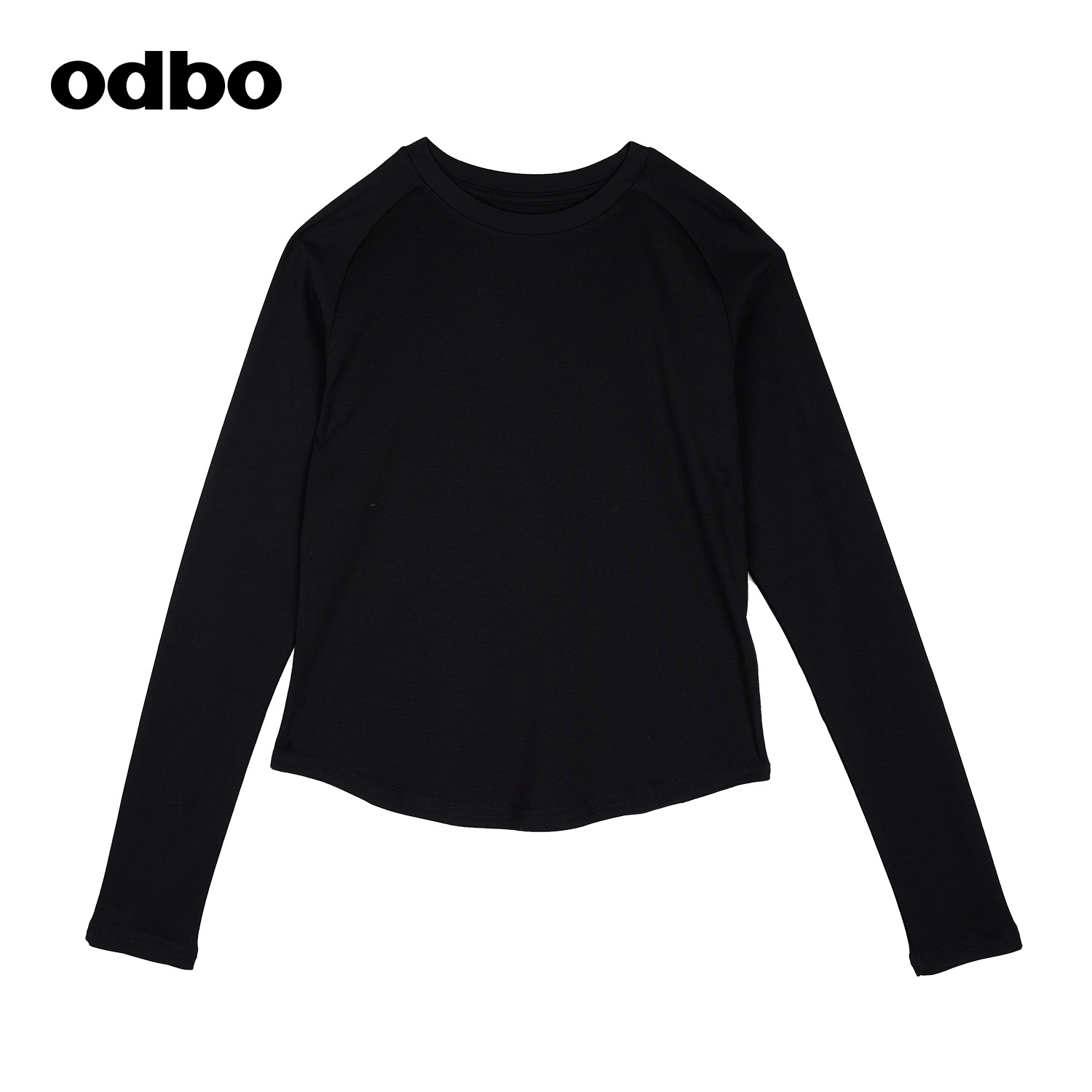 【odbo/欧迪比欧】长袖T恤女秋季弧形下摆修身显瘦打底衫内搭上衣
