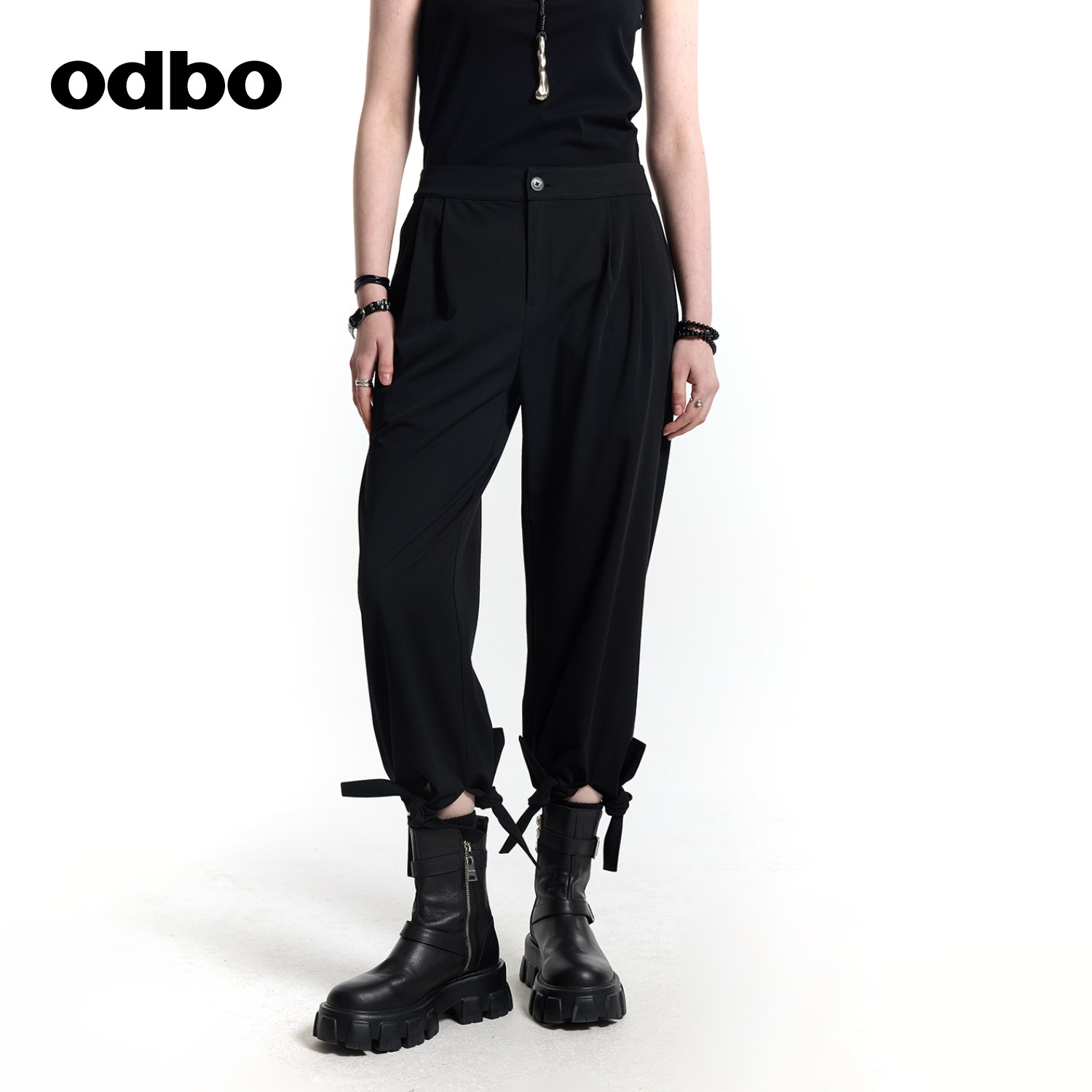 odbo/欧迪比欧宽松束脚裤女休闲裤