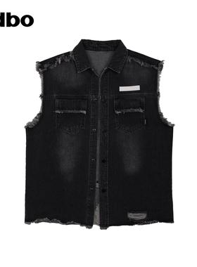 odbo/欧迪比欧 复古风牛仔马甲外套女百搭宽松无袖背心马夹克上衣