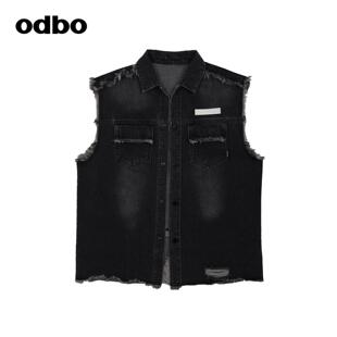 背心马夹克上衣 复古风牛仔马甲外套女百搭宽松无袖 odbo 欧迪比欧