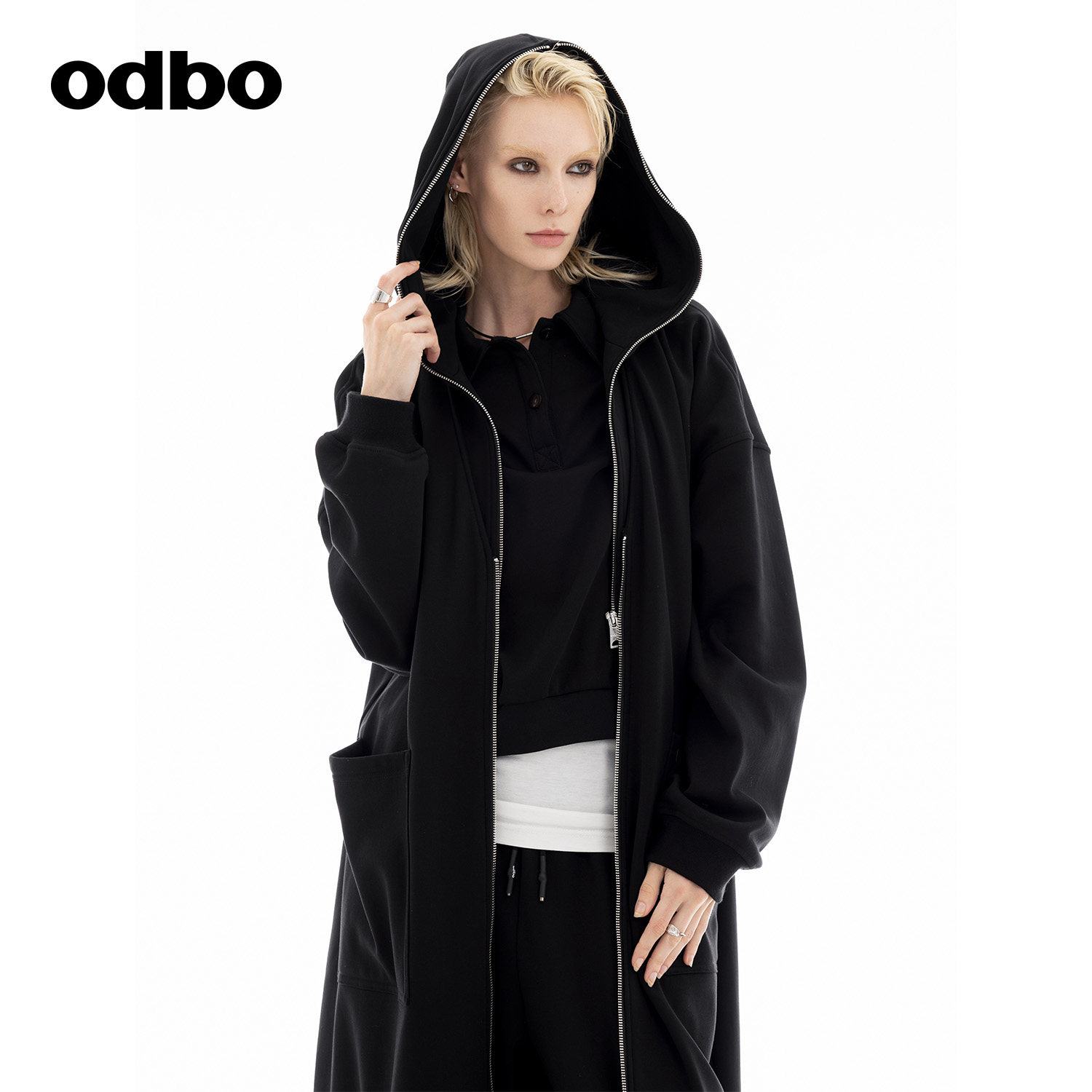 odbo/欧迪比欧 连帽风衣外风衣