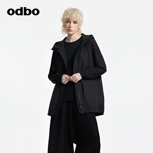 休闲保暖外套防寒服 中长款 odbo 欧迪比欧连帽羽绒服女秋冬新款