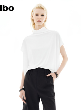 odbo/欧迪比欧半高领短袖t恤女春秋新款休闲内搭衬衫打底衫上衣