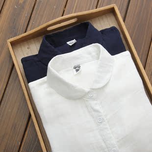 衬衫 日系文艺全棉双层棉纱长袖 女宽松百搭婴儿棉柔软衬衣 新款 秋季