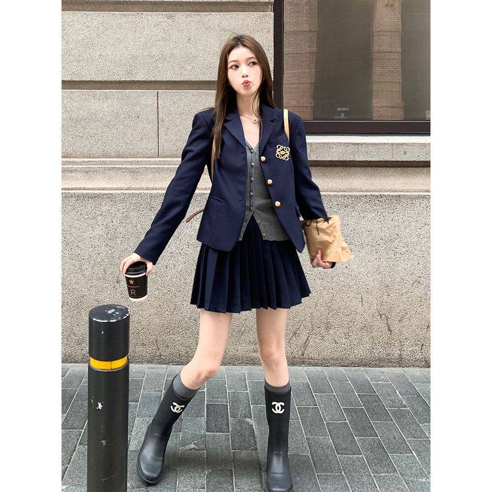 【圣马丁艺术学院】韩系气质学院风西装外套高腰显瘦半身裙套装女