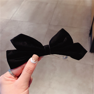 复古蝴蝶结发饰韩国黑色夹头发的夹子新款网红2025刘海顶夹一字夹