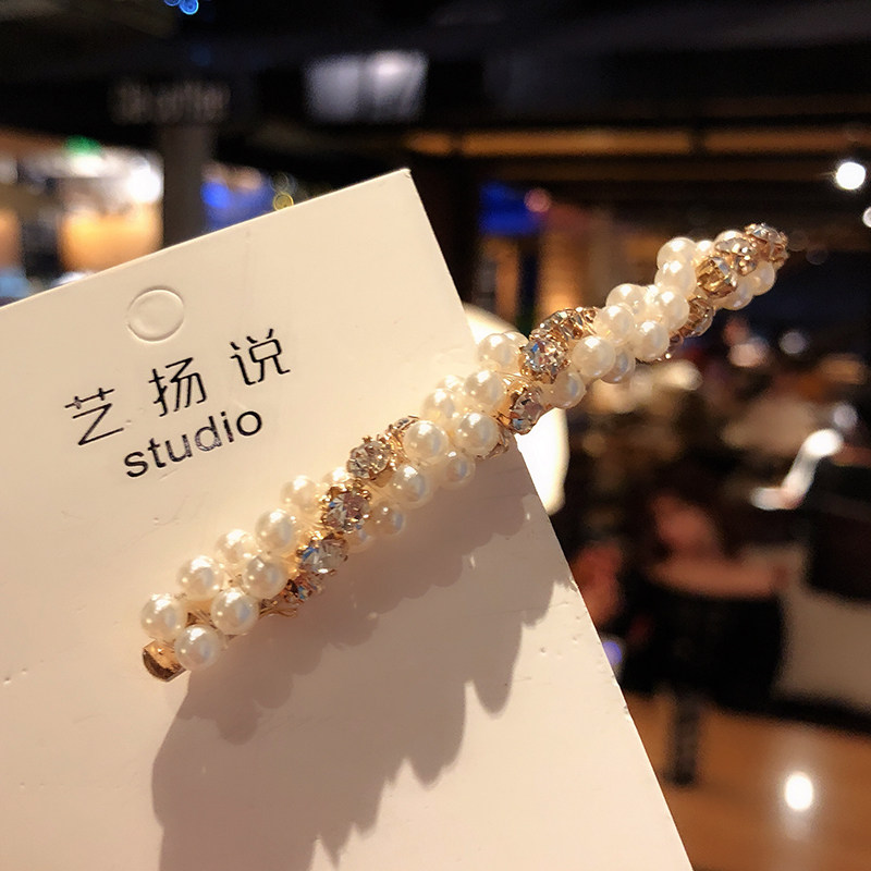 网红同款头饰品女新款成人珍珠发夹一字夹发卡子个性百搭欧美