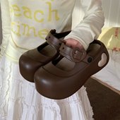 时尚 韩系爱心玛丽珍洞洞鞋 防滑女士软厚底2026新款 夏季 包头凉拖鞋