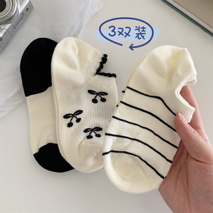 日系ins少女心蝴蝶结时尚 舒适透气学生船袜女夏 隐形浅口短袜薄款