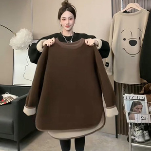 胖mm宽松加绒加厚设计感长袖卫衣潮女秋冬装高级感超好看上衣外套