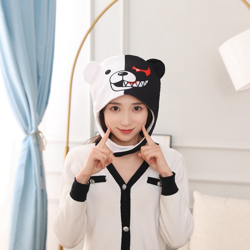 动漫cosplay道具 短款黑白熊头套帽子  拍照道具 卡通头套