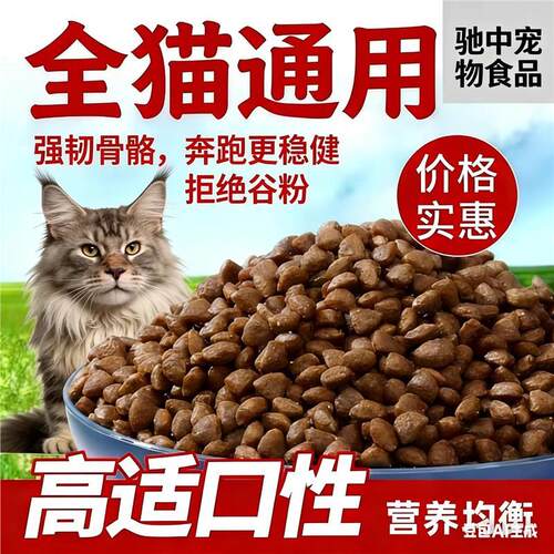 通用型猫粮成猫幼猫10斤冻干全价便宜土猫狸花猫5斤大小通用