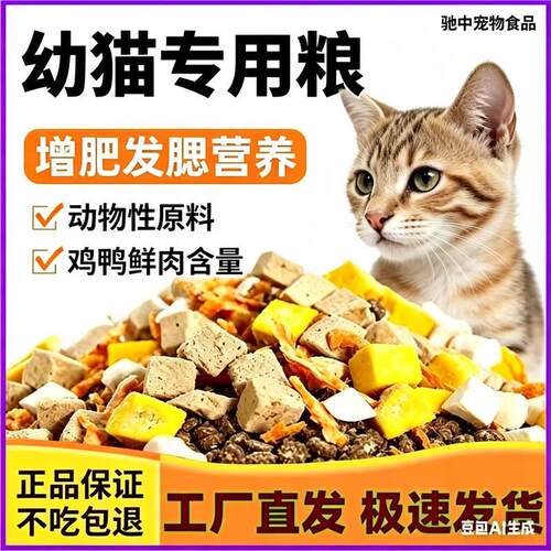 幼猫猫粮厂家冻干猫粮成猫幼猫通用猫粮猫舍猫粮45二大小通用