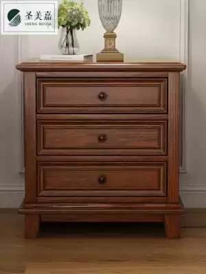 American country bed cabinet three drawers ash wood side cabinet European pastoral table lamp cabinet simple solid wood locker