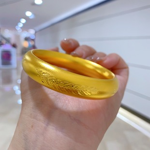 古法金包银手镯女款新款私人订制亮面羽毛镯正品泥鳅背金手饰时尚