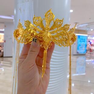 黄金包银凤冠霞帔发饰婚嫁系列金店同款凤凰头饰新娘秀禾配饰定制