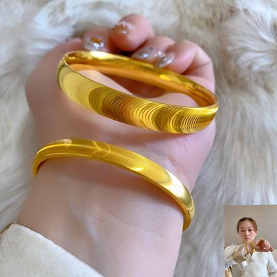 结婚素圈实心不掉仿真黄金镯子