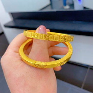 黄金包银手镯女小雏菊国金手镯2025年新款精致宫廷风开口轻奢手饰