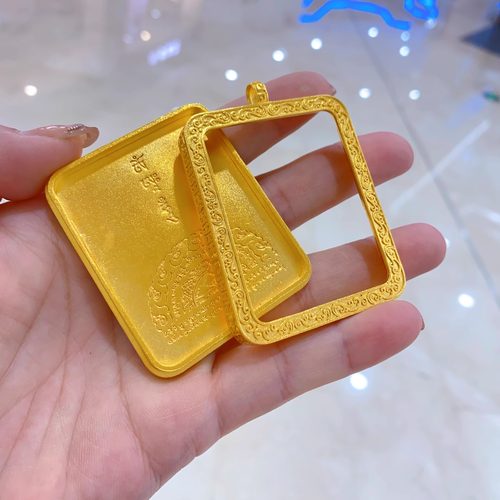 金包银吊坠男唐卡盒子嘎乌盒空托边框方形男女款高端单双面可打开