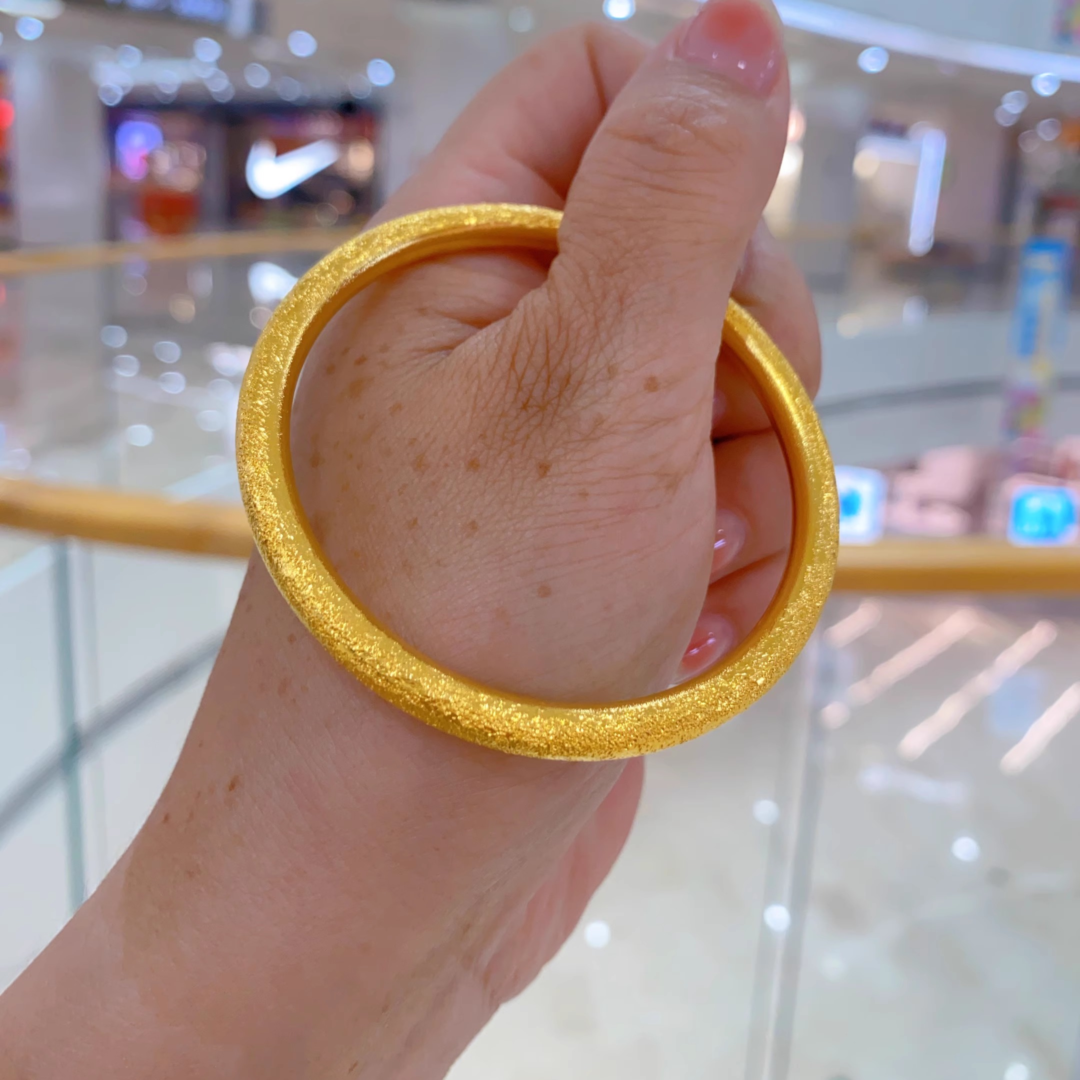古法钉沙星河爆闪手镯金包银
