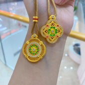 女精致项链2025新款 黄金包银吊坠珐琅彩吊坠时尚 气质款 礼物送女友