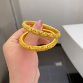 黄金包银手镯女轻奢镂空花丝十字花镯子国潮高级感皇后手环不掉色