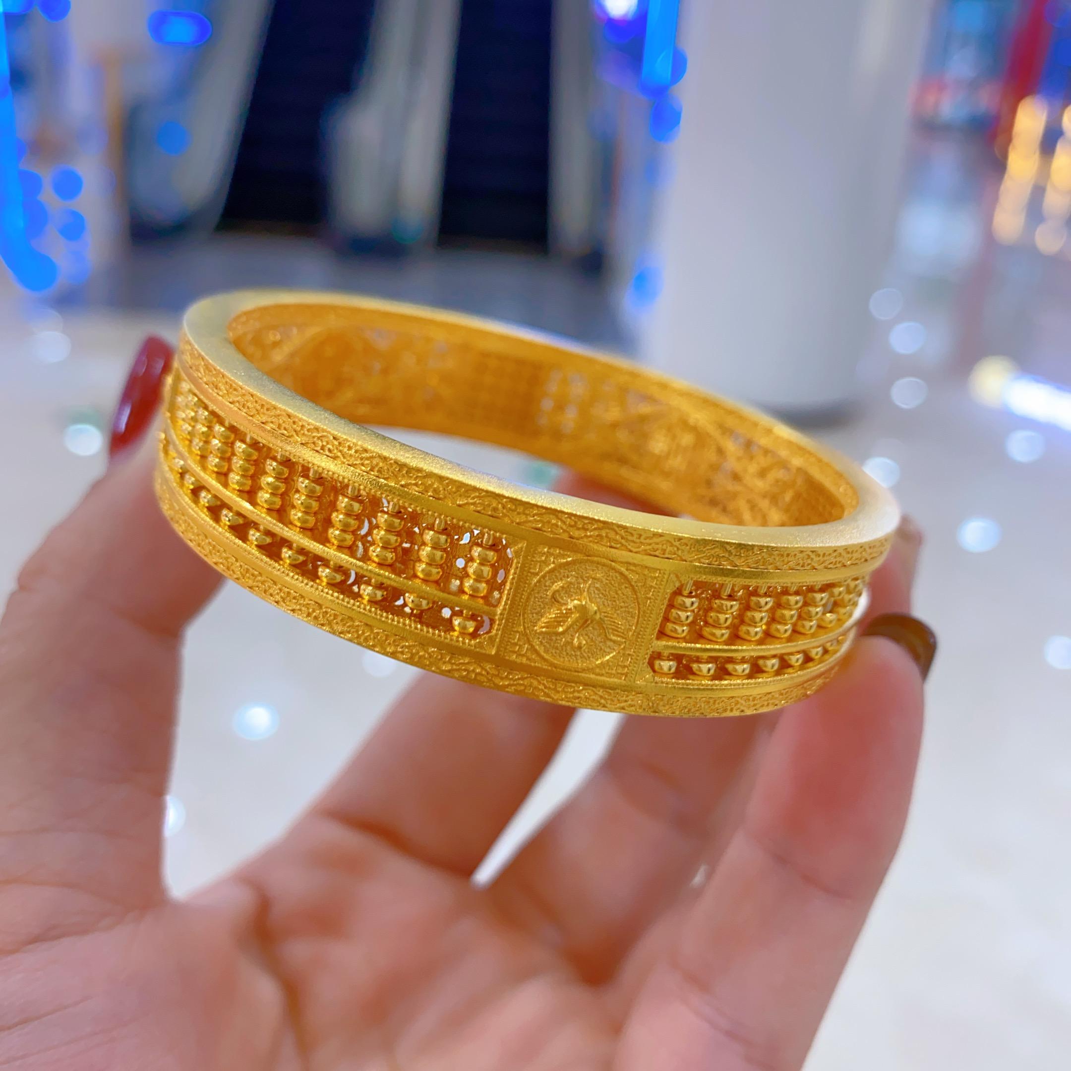 金包银算盘手镯转运珠手工制作