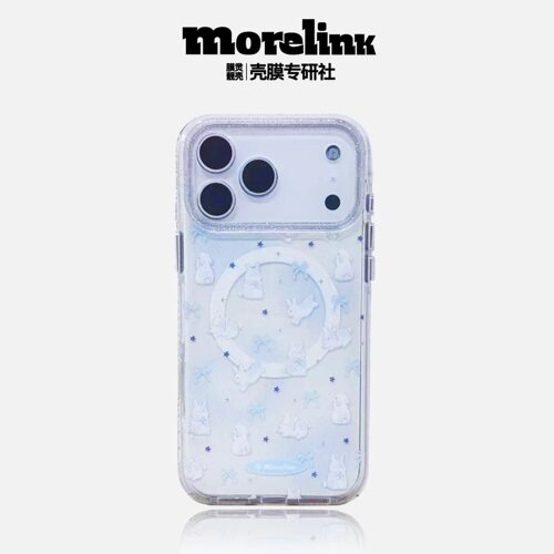 Morelink｜原创新款ins创意细闪兔子适用于17promax手机壳iPhone16/15promax蝴蝶结清新少女心17p/保护套防摔