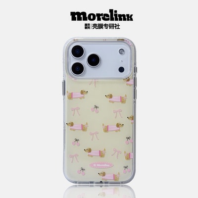 Morelink原创新款ins日韩创意腊肠狗适用于17promax手机壳iPhone16/15promax蝴蝶结清新少女心17p/保护套防摔